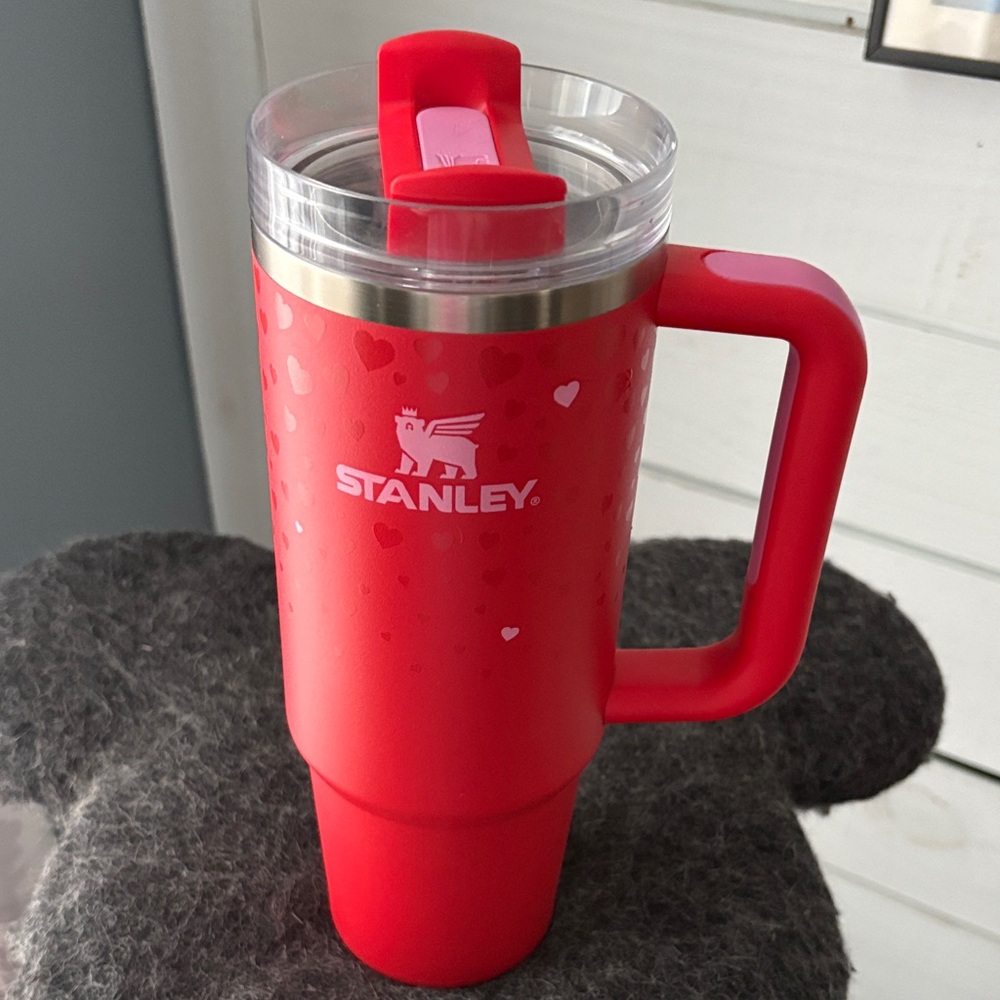 Stanley Red Heart Pattern Travel Mug